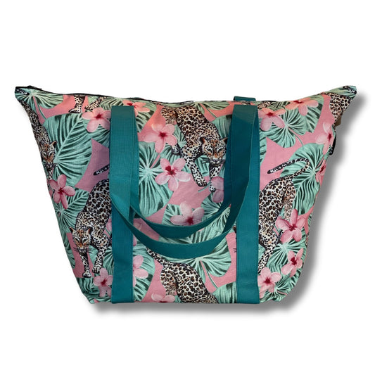 Cheetah Floral Beach Bag