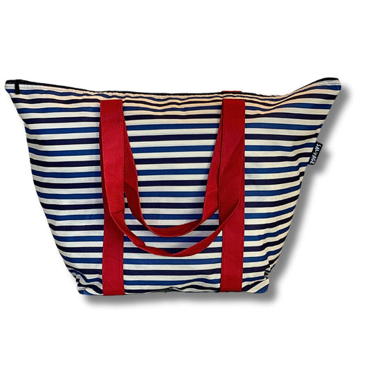 Striped beach bag